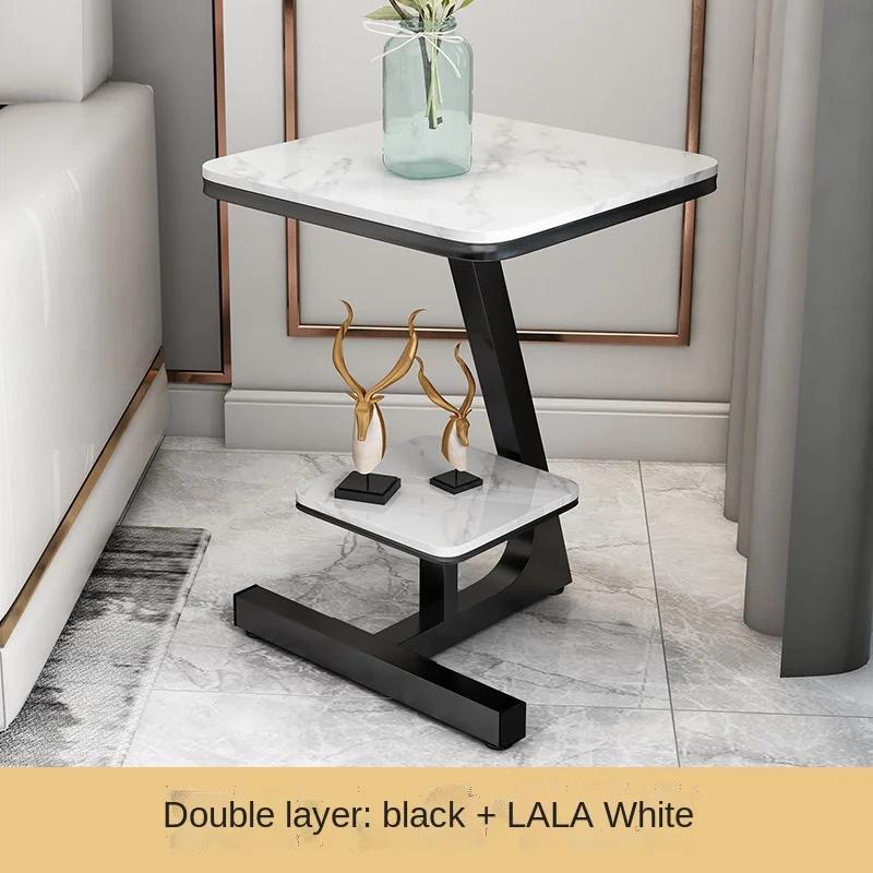 Rectangle Side Table Nordic Luxury Marble Coffee Table Wrought Iron Bedroom Home Living Room Sofa Creative Double Side Table