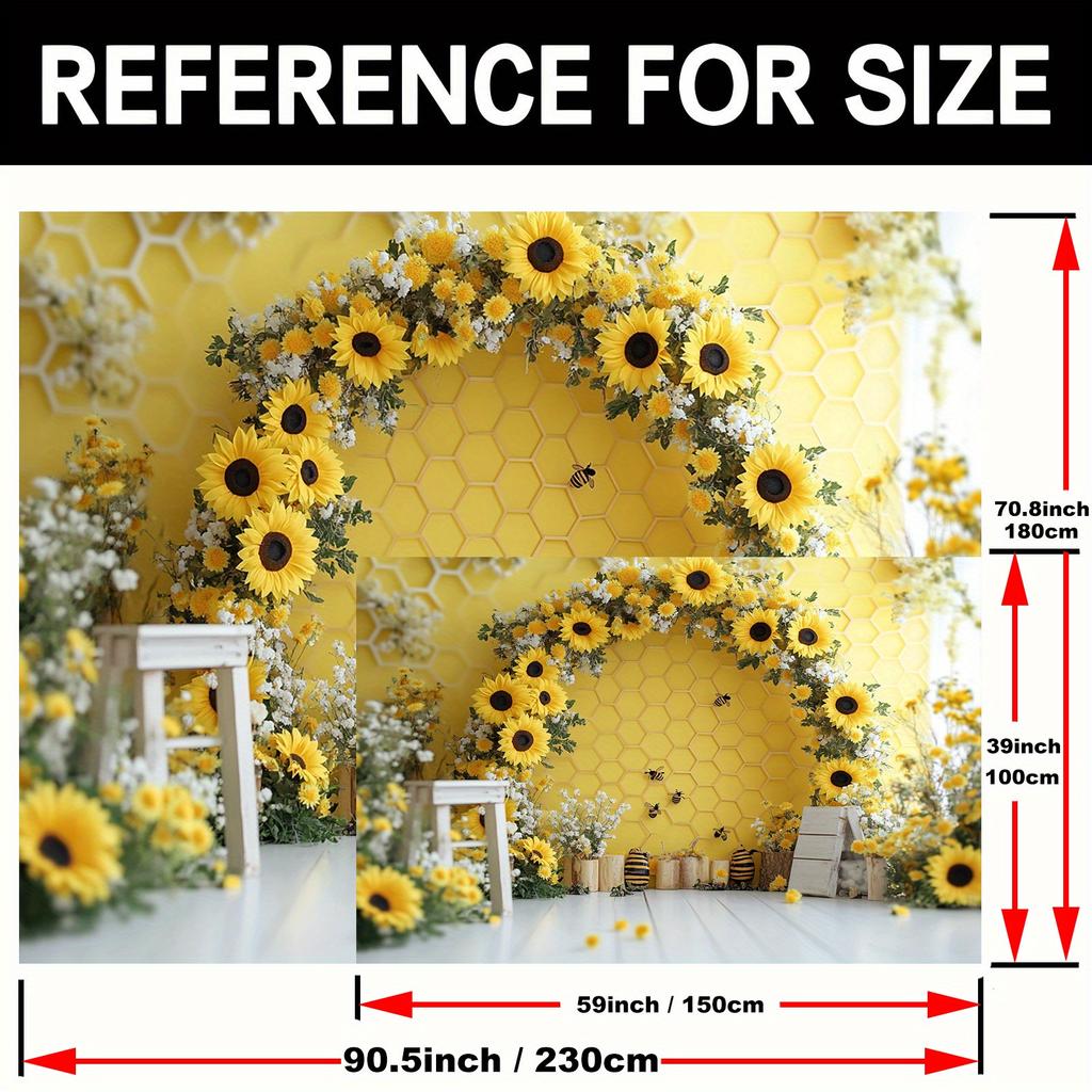 1pc, Honeycomb Sunflower Party Banner Wall Background, Multipurpose Party Banner, One Sunflower Arch and Honey Bee - S