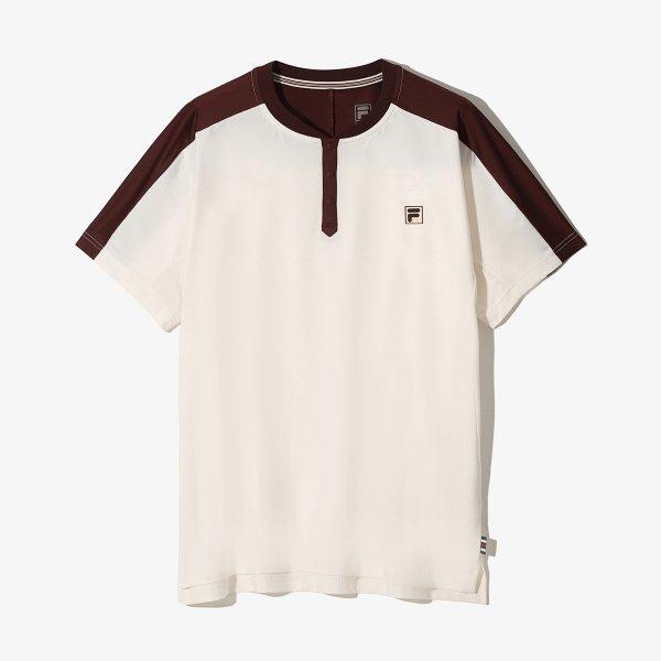 

Fila Half Zip Henley Neck ShorT Sleeve T shirT separaTing Unipolyspan WHITECREAM/W85(WS)
