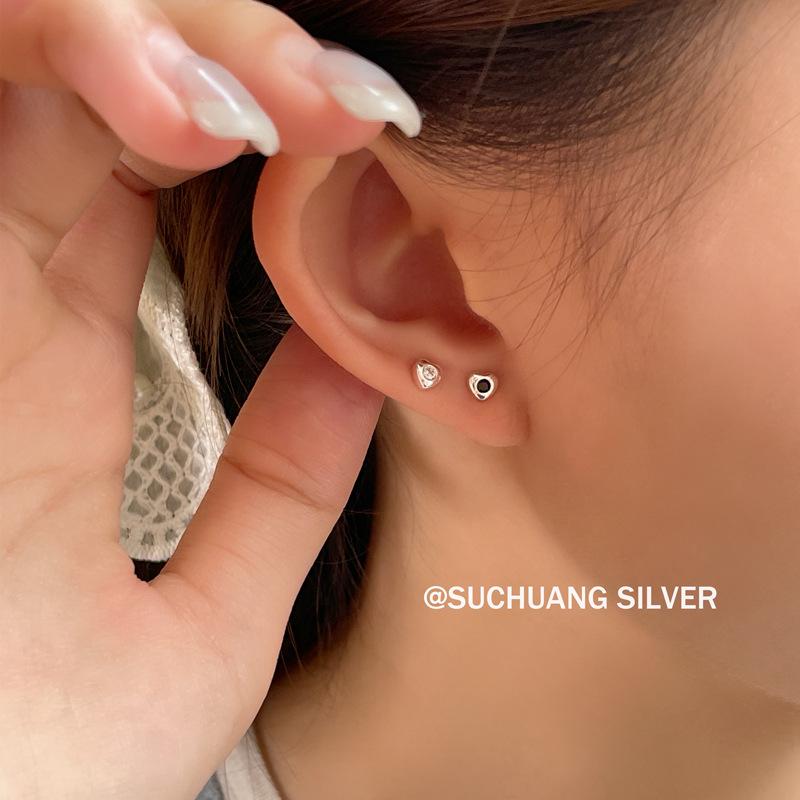 S925 Sterling Silver Mini Heart Stud Earrings - Simple, Cute, Versatile Design for Women