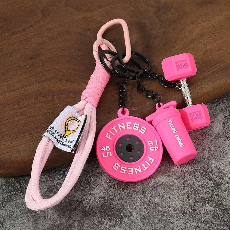 Creative Mini Fitness Keychain Pendant Trendy Couple Charm Lightweight Accessory for Car Bag Schoolbag Gift