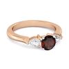 Garnet Three Stone Pear Accent Ring - 925 Sterling Silver Rose Gold Vermeil