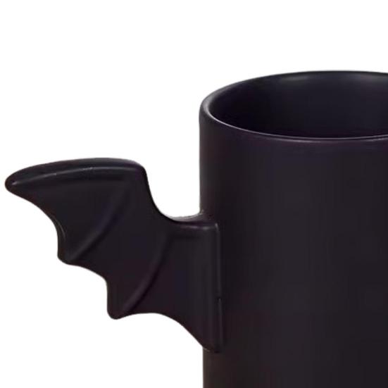 Bat Shaped Ceramic Coffee Cup 12oz Halloween Coffee Mug with Bat Wings Black Water Tea Cups for Office Home