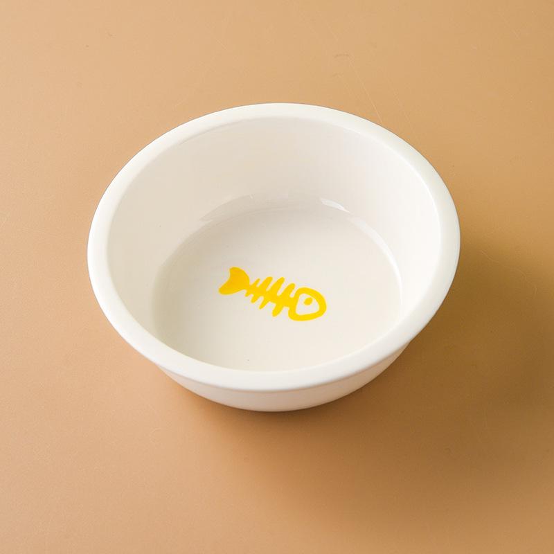 Ceramic Cat Food & Water Bowl with Slanted Design - Protects Cervical Spine, Anti-Tipping, Double Bowl for Feeding & Drinking