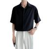 Ice Silk Men's Loose Fit Short Sleeve Button-Down Shirt - Korean, Hong Kong, Japanese Style, Plus Size, Wrinkle-Resistant