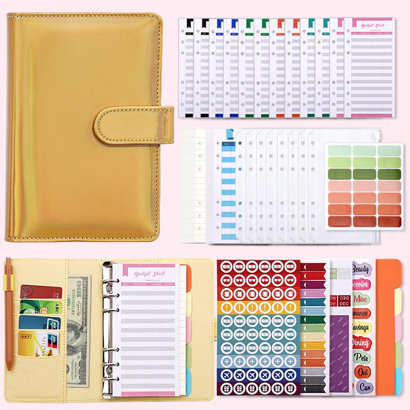 Colorful A6 PU Leather Macaron Budget & Account Book - Multi-functional Cash Diary & Storage Planner