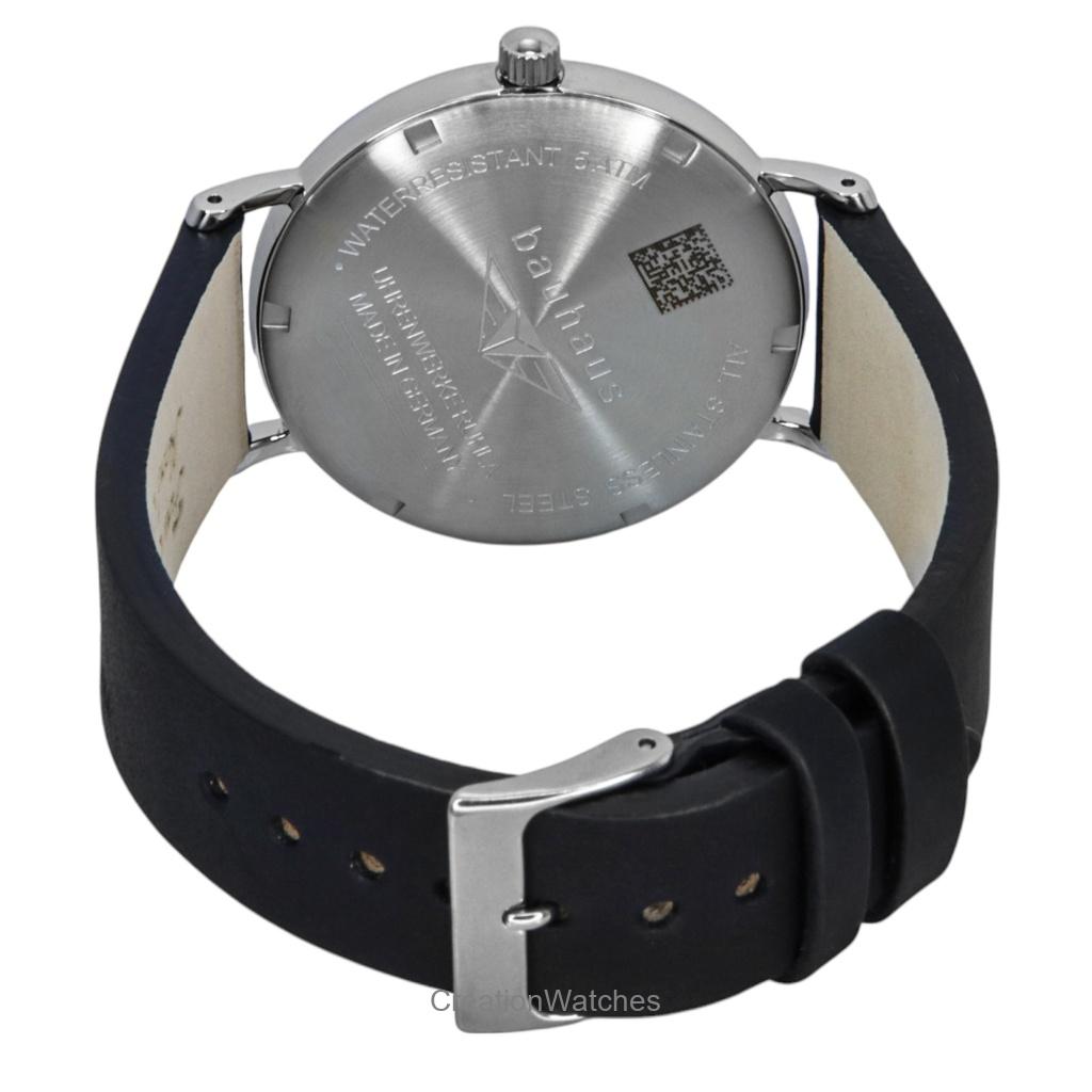 Bauhaus Classic Leather Strap Black Dial Quartz 21302 Men's Watch