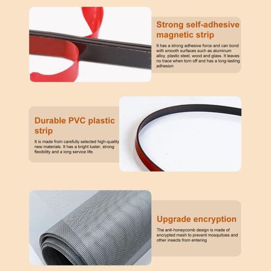 Yousheng Magnetic Gnat Proof Window Screen Breathable Adhesive Mounting No Drilling Home Office Bedroom Fly Protection Mesh Window Frame Curtain