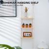 3 Tier Wall Hanging Shelf Wall Decor Decorative Creamy White Hanging Shelf Woven Rope for Bedroom Living Room Bookshelf