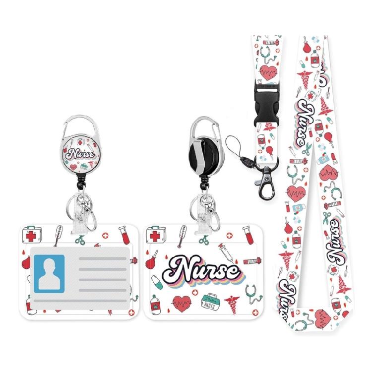 Lanyard with Identity Card Holder Nurse Badge Holder Retractable Keychain Lanyard Card Case with Retractable Badge Reel 1