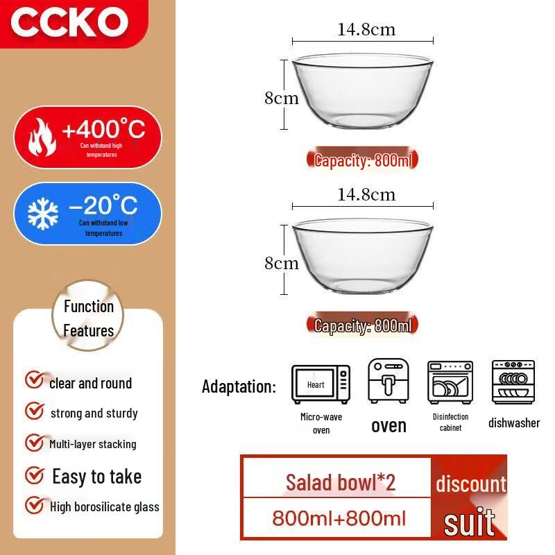 Youluo Heat-Resistant Borosilicate Glass Multipurpose Bowl