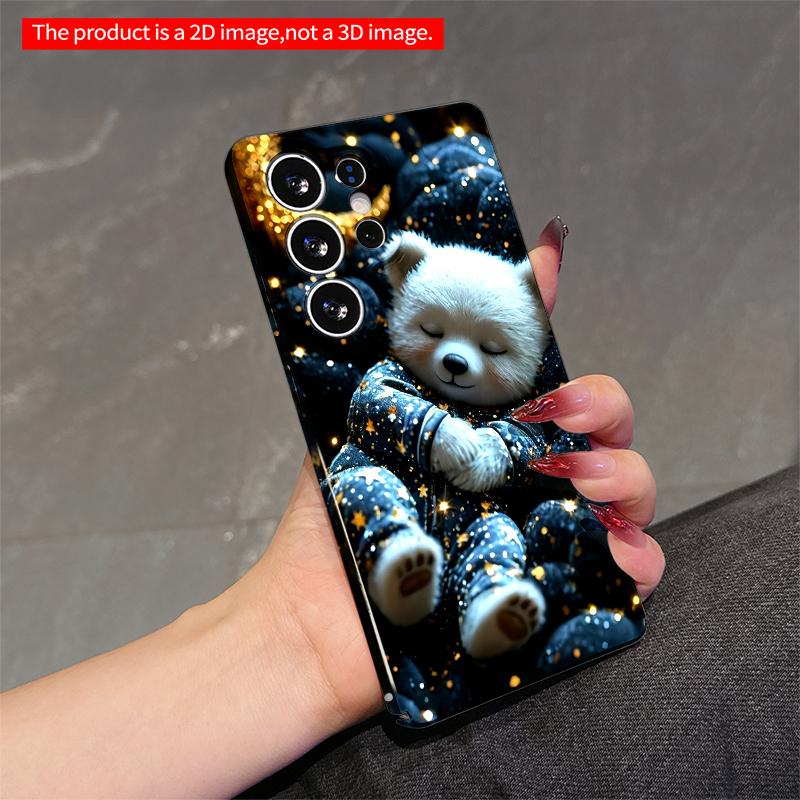 2DFlat Samsung phone case Sleeping Bear in Starry Night Applicable to Galaxy S22 S23 S24 S25ULTRA S26 A12 A13 A14 A15 A16