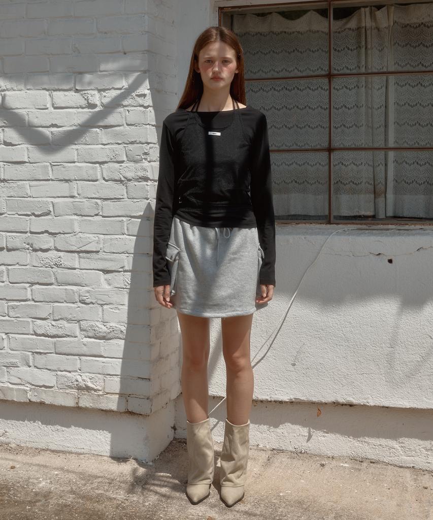 Leteoli Cargo Banding Mini Skirt_Grey
