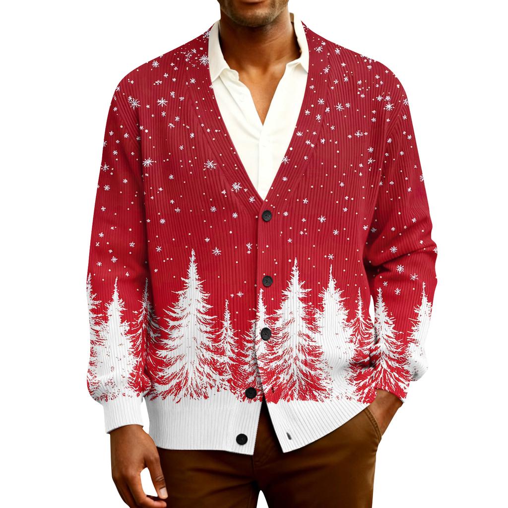 Men's Ribbed Knit Long-Sleeve Cardigan