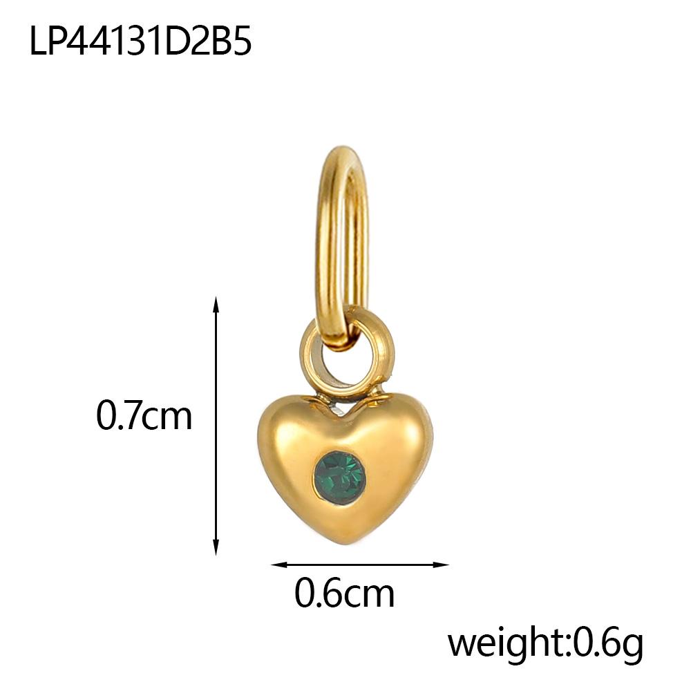 CARLIDANA Vintage Charm Women's Titanium Steel Heart-shaped Pendant Gold Plated Rhinestones 12 Birthstone Charms DIY Jewelry