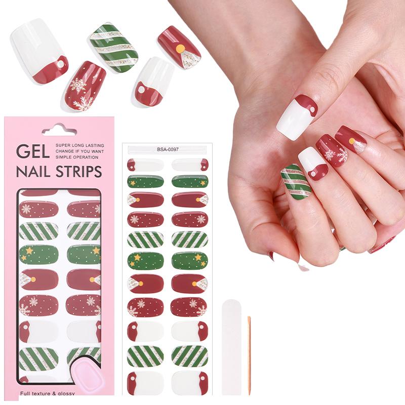 Factory Direct Fully Cured Gel Nail Stickers Popular Christmas Styles