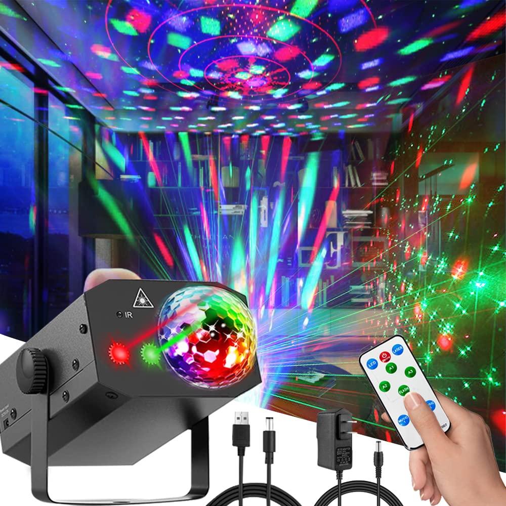 Party Lights Disco Ball Lights, DJ Disco Lights LED Activated Stage Lights Strobe Lighting Sound for Christmas Club Bar Party Holiday Christmas Birthd