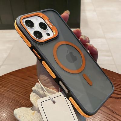 NEW For Magsafe Bicolor Magnetic Case For iPhone 16 15 14 13 12 11 Pro Max Plus Translucency Matte Transparent Stand Cover
