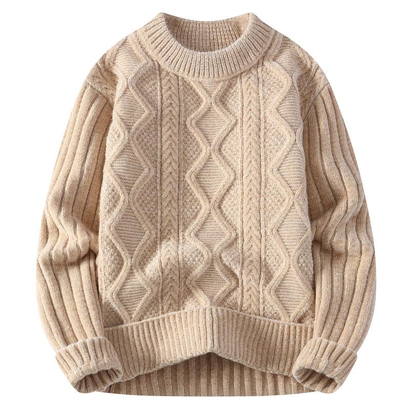 Autumn and winter new casual crew neck sweater base knitted sweater large size loose sweater