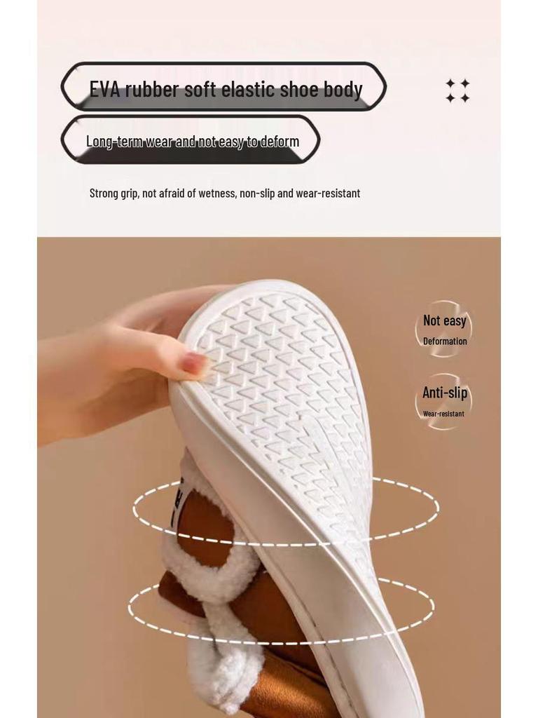 Damskie Zimowe Grube Kapcie Bawełniane Antypoślizgowe – Ciepłe Kapcie Indoor/Outdoor Zamknięte z Magicznym Rzepem