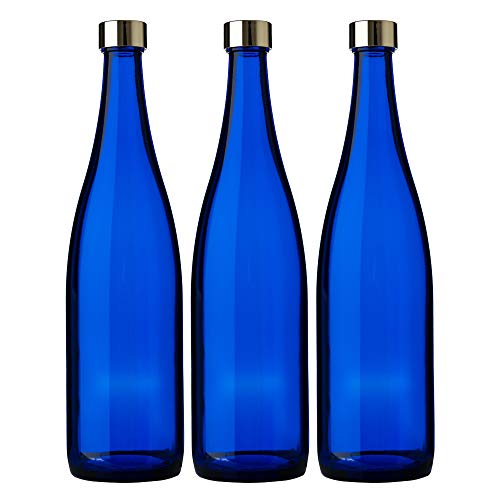 

720ml Blue Glass Water Bottles, 3-Pack, Storage, Refillable, Made in Japan, Blue Bottle GLASS BOTTLE SA720PGCB3