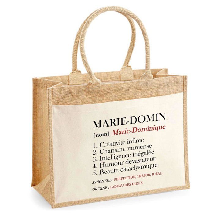 Sac de plage - PLANETEE - Jute poche Marie-Dominique Définition - Coton imprimé en France - Beige - Grande contenance