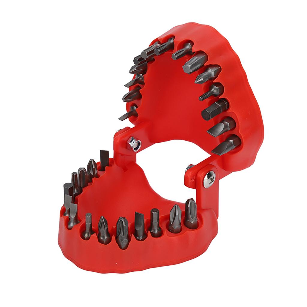 Denture Drill Bit Holder Teeth Model Shaped Full Opening Screwdriver Bit Organizing Holder with 28 Drill Bits