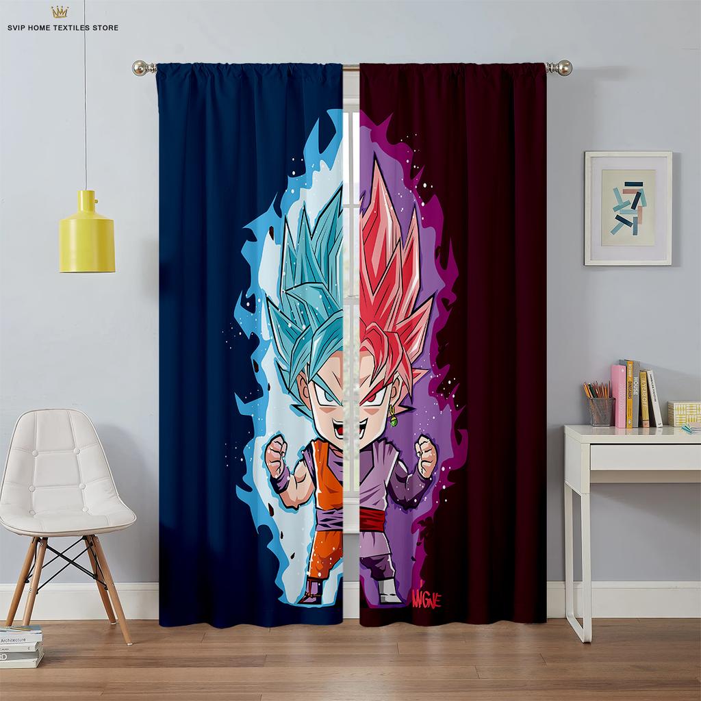 Anime Cartoon Bedruckte Vorhänge, Polyesterfaser Stangentaschenvorhänge, Kinderzimmer, Wohnheim Dekorative Vorhänge, Maschinenwaschbar,
