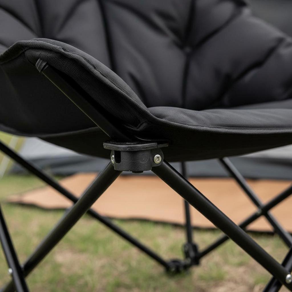 High Back Moon Chair Foldable Padded Folding Camping Stable Structure