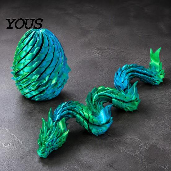 Desktop Decorative Ornament 3D Printed Articulated Dragon Fidget Toy, Twist Eggs, Slippery Stress Relief Toy Egg Flexible Desk for Home Office