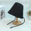 Classical loli niche design tied hat corduroy retro age-reducing face hat children's lampshade bucket hat