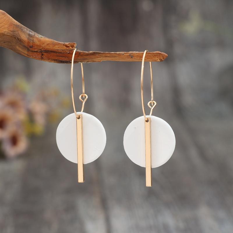 Trendy Charm Alloy Mom Earrings Round Splice Long Strip Design Elegant Jewelry for Mother Daily Work Wear