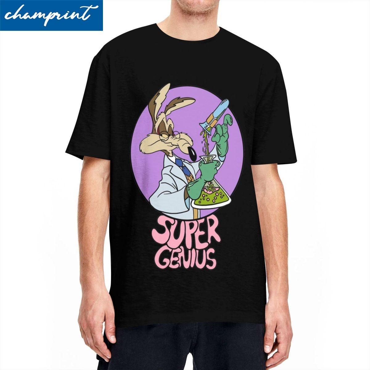Coyote Super Genius Roadrunner T Shirt Men Women Pure Cotton Vintage T-Shirts Round Collar T Shirt Short Sleeve Clothing 4XL ... S разноцветный