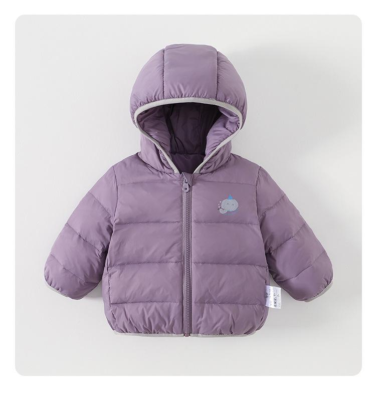 Baby Cartoon Hooded Down Jacket - Warm Autumn/Winter Long-Sleeved Zipper Shirt for Boys' Outdoor Wear