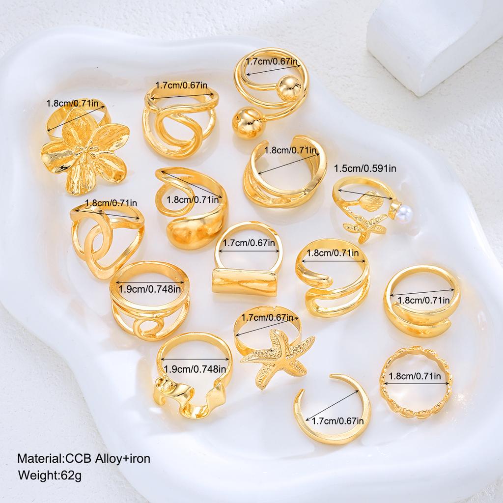 Vintage Punk Flower Starfish Rings Set for Women Men Metal Elegant Multilayer Luxury Thick Knuckle Ring Daily Wear Jewelry 2026