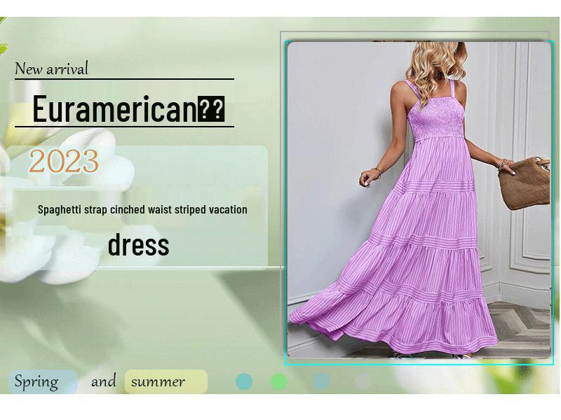 2024 Frühling/Sommer Europäisches & Amerikanisches Damen Sexy Gestreiftes Taillenbetonendes Trägerkleid