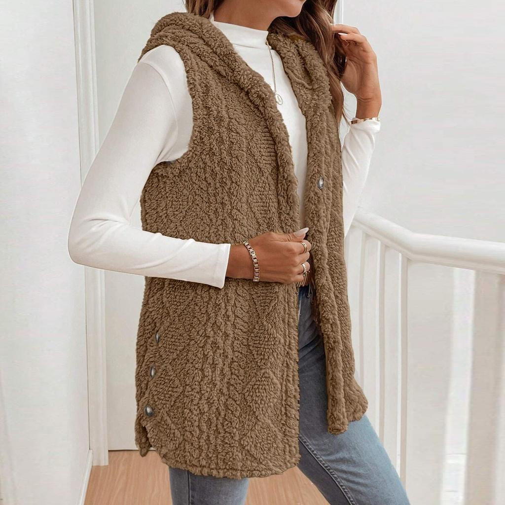 Women Long Trendy Plain Sleeveless Jacket Lightweight Warm Gilet Coat Outerwear