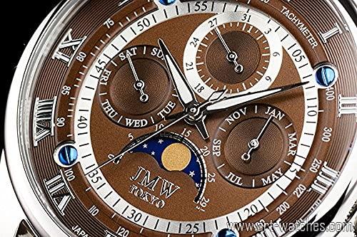 Armbanduhr, erweiterte Mondphase, Echtlederarmband, römische Ziffern, Index, 100 m wasserdicht, Tachymeter, Geschenk bis 300 Stück, Tagesgeschenk [JMW TOKYO]