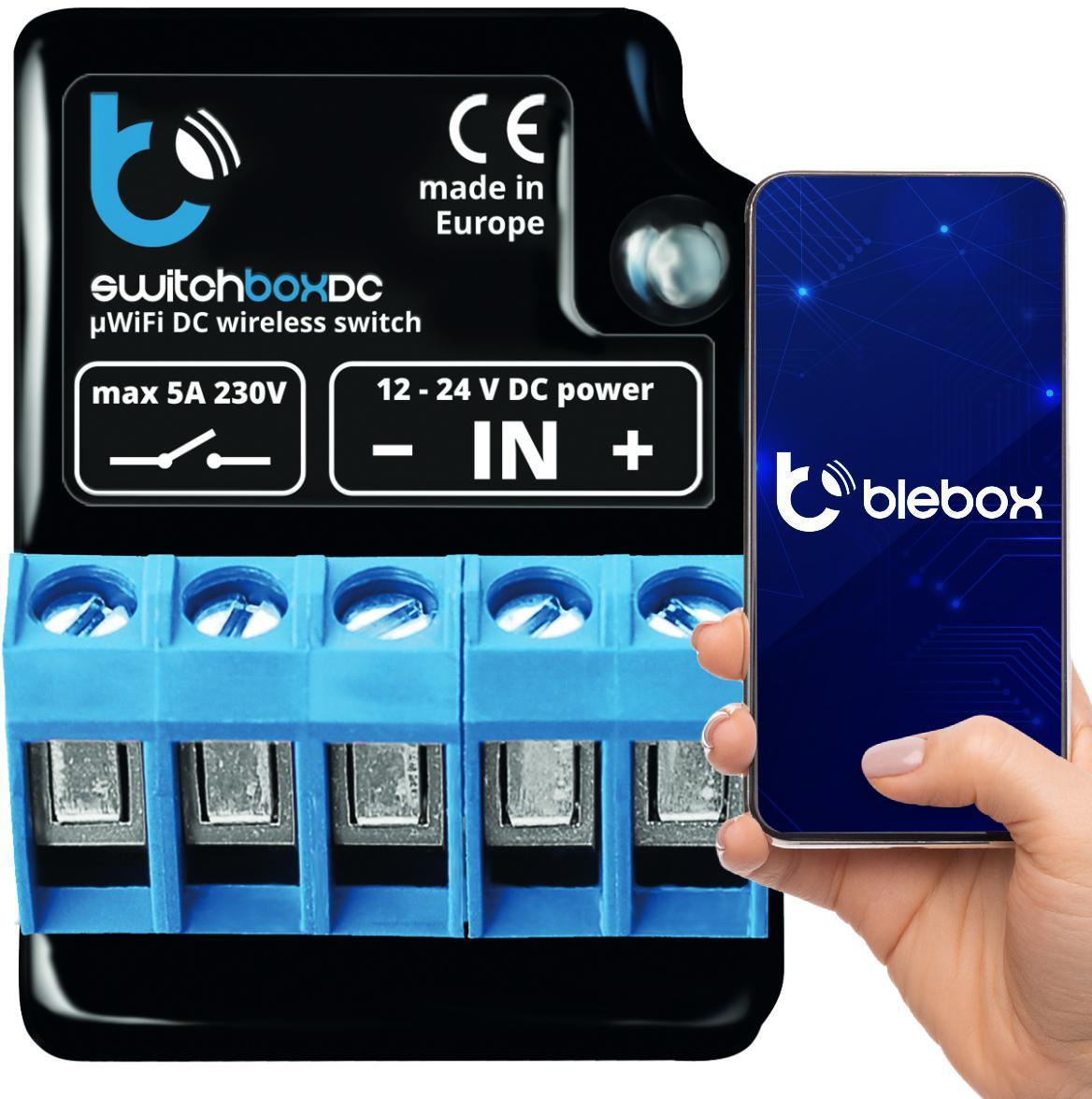 Blebox switchboxdc WiFi Relay Module, 1-Channel