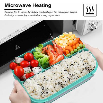 1.3L Portable 3-Grid Plastic Lunch Box – Microwave-Safe Food Storage Container for School, Office & Outdoor Meals
