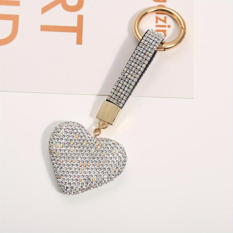 1PC Love Diamond Keychain Pendant Diamond Heart Keychain Bag Pendant Mobile Phone Decoration Couples Holiday Gift