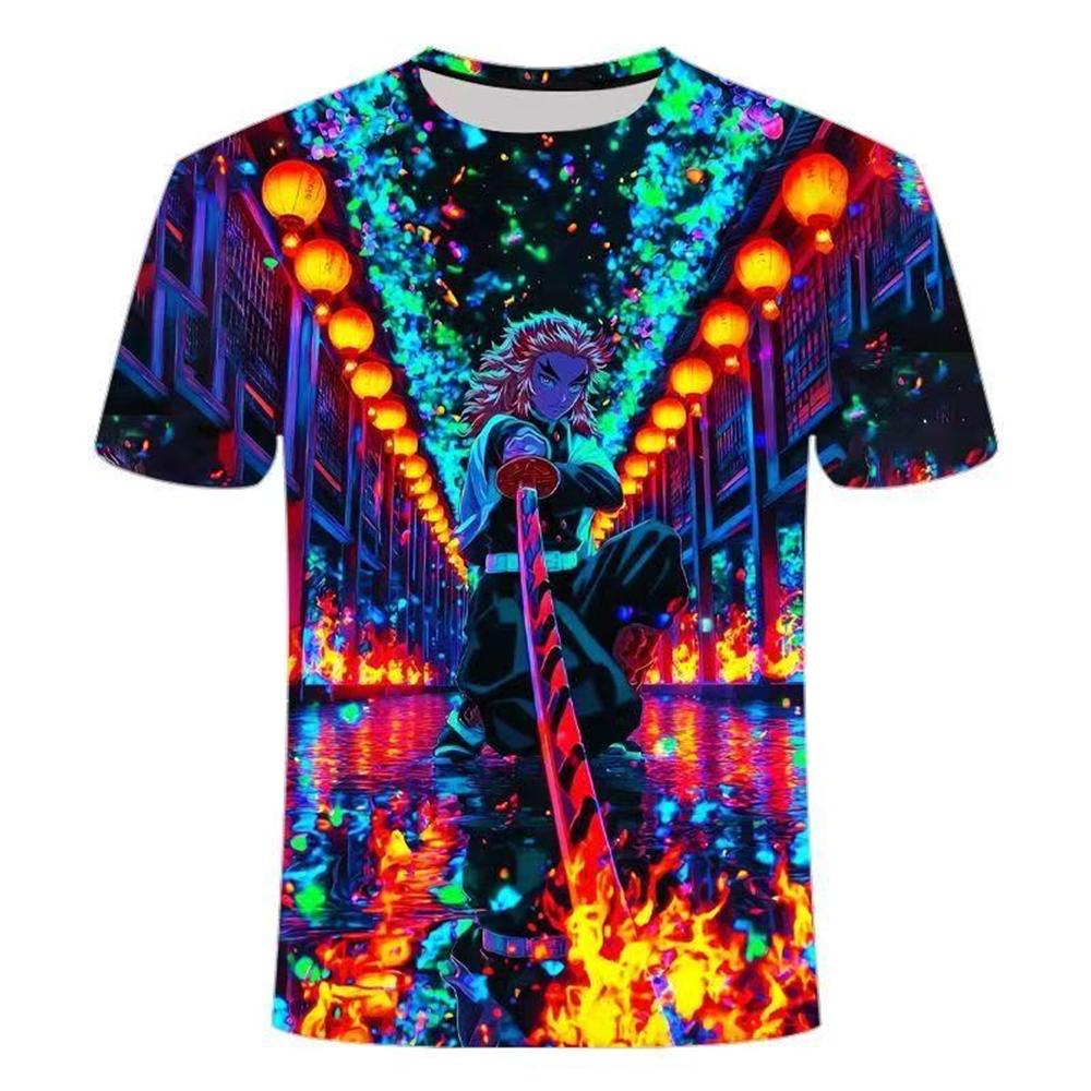 Summer Anime Stove Demon Slayer 3D Print T-Shirt Children Fashion Top Casual