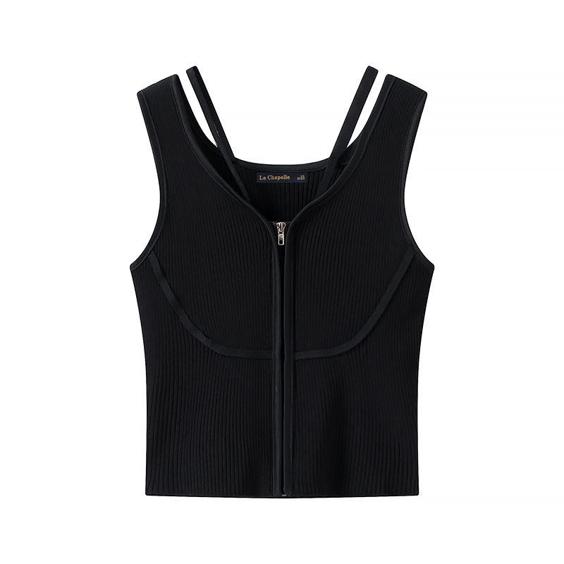 

La Chapelle Summer Silm Short Knitting Camisole for Women Inner Bottoming Shirt Tops Black One size(40.00 kg-62.50 kg)