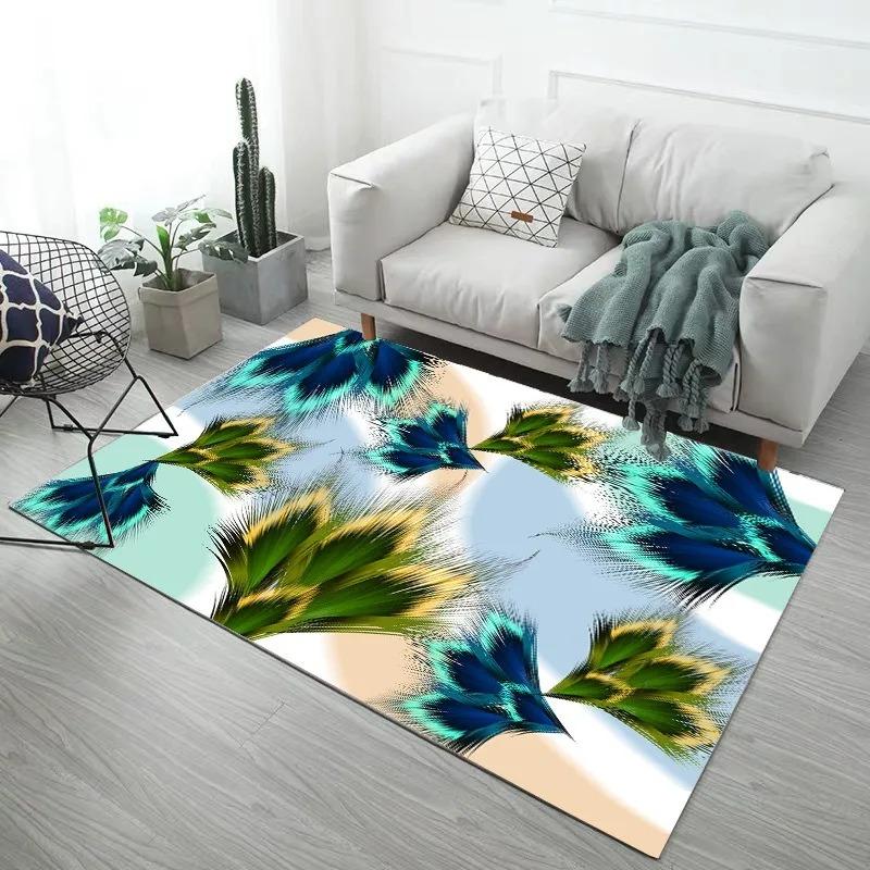 Creative Feather Print Bedroom Floor Mats Decoration Home Living Room Floor Mats