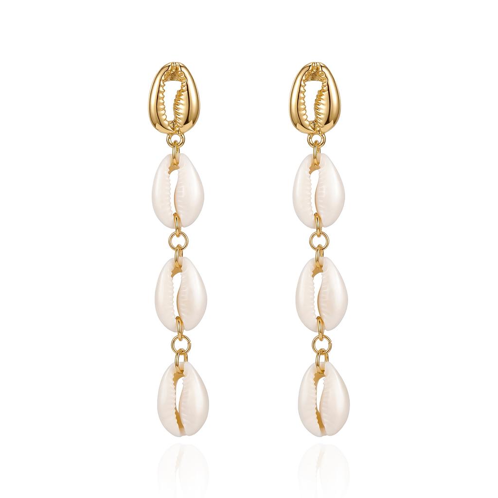 Shell Fringe Earrings Long Vacation Style Pendant Earrings Women's Fashion Trend Daily Accessory
