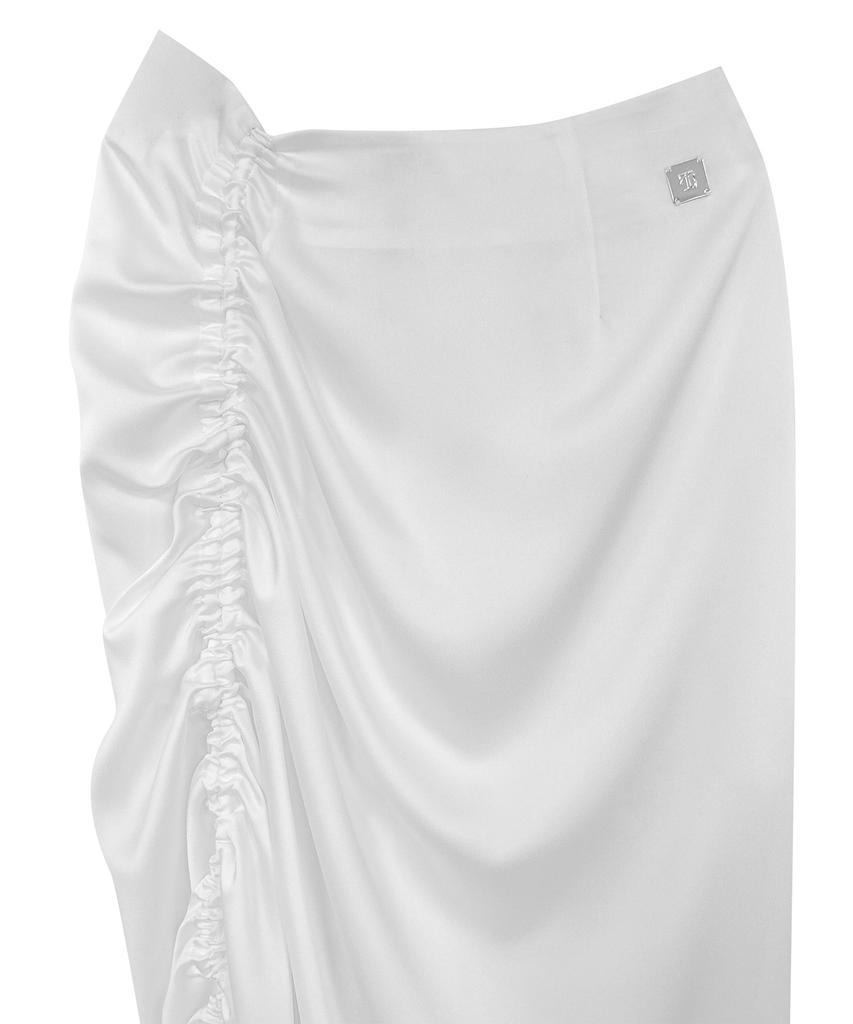 Teulimingbeodeu Shirring Strap Long Skirt [ White ]