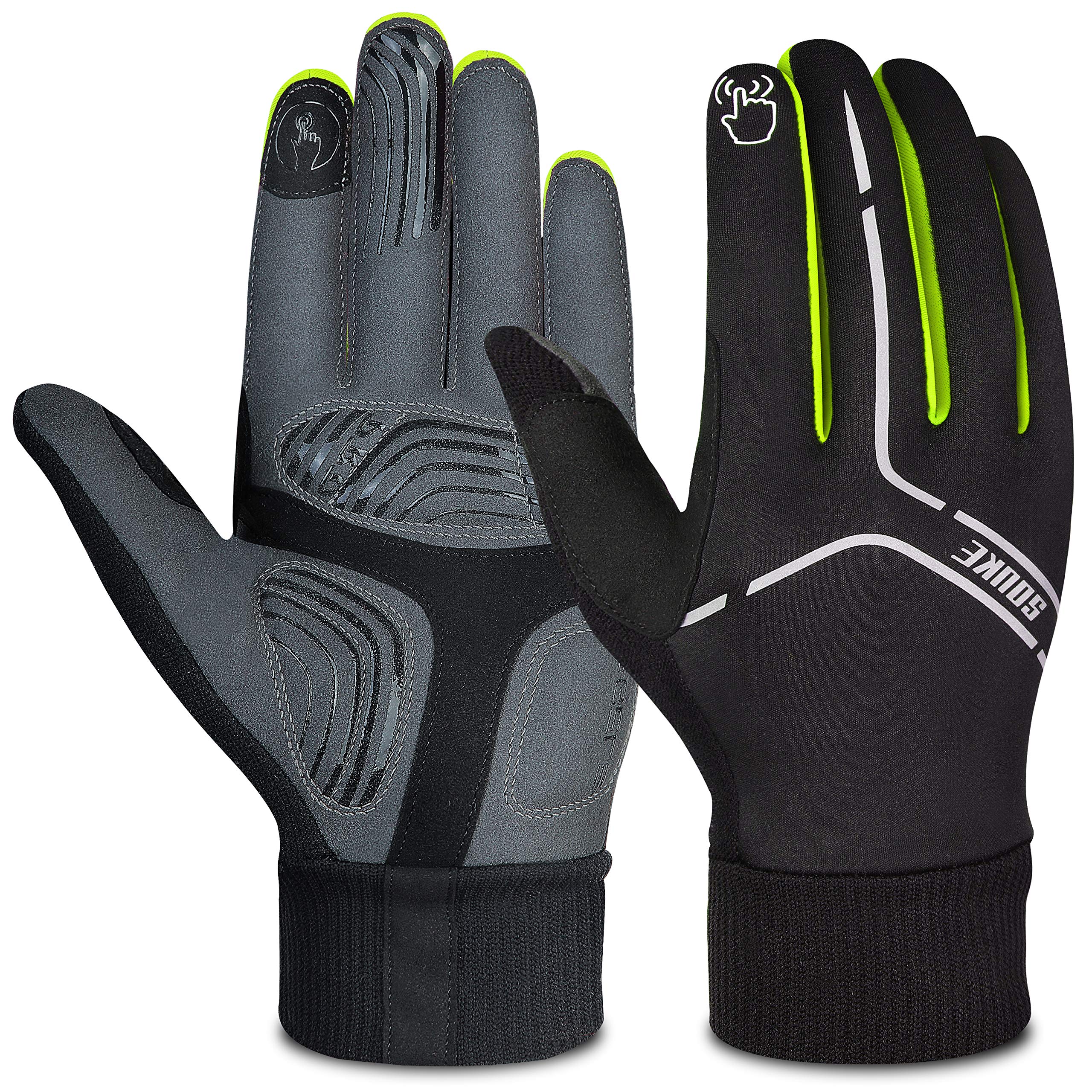 

Windproof and smartphone road bike bicycle gloves cold-resistant gloves, compatible, gloves, non-slip, зелёный