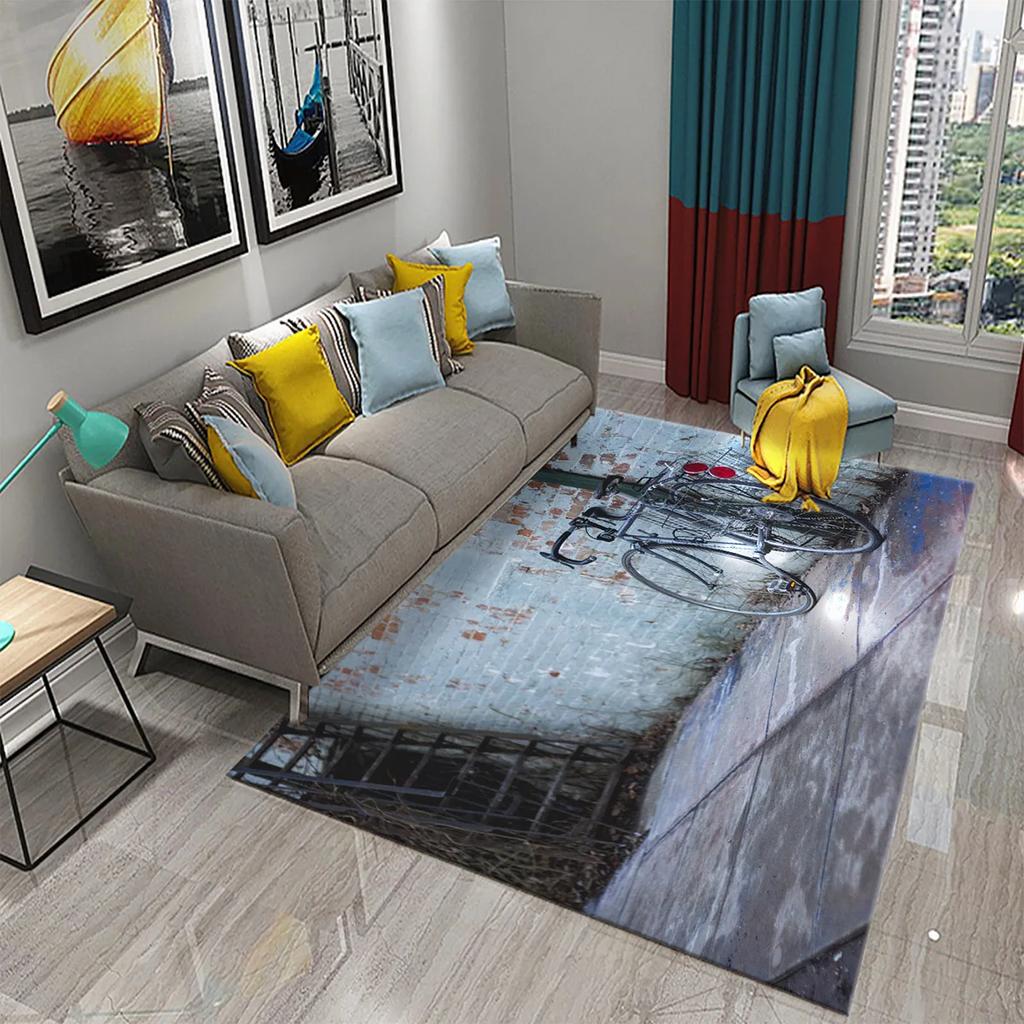 Dywan 3D w stylu vintage z rowerem Mata domowa do łazienki kuchni Dywan antypoślizgowy Mata dekoracyjna do salonu sypialni przedpokoju dla dzieci prezenty