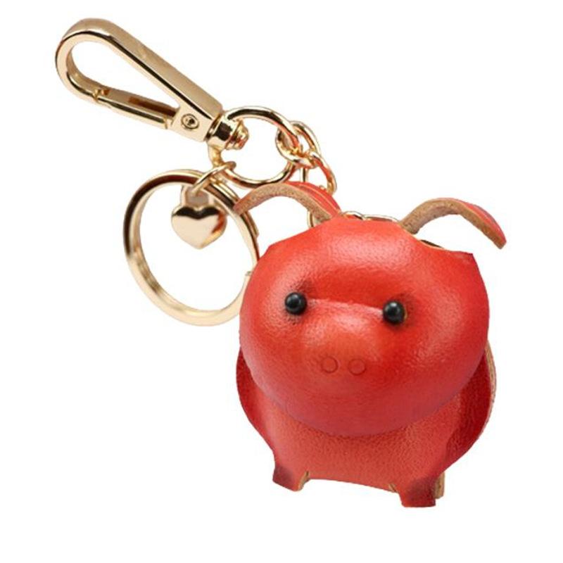 The First Layer Of Cowhide Piggy Pendant, Car Keychain, Leather Rope, Bag, Pendant, Accessories, Zodiac Gifts.