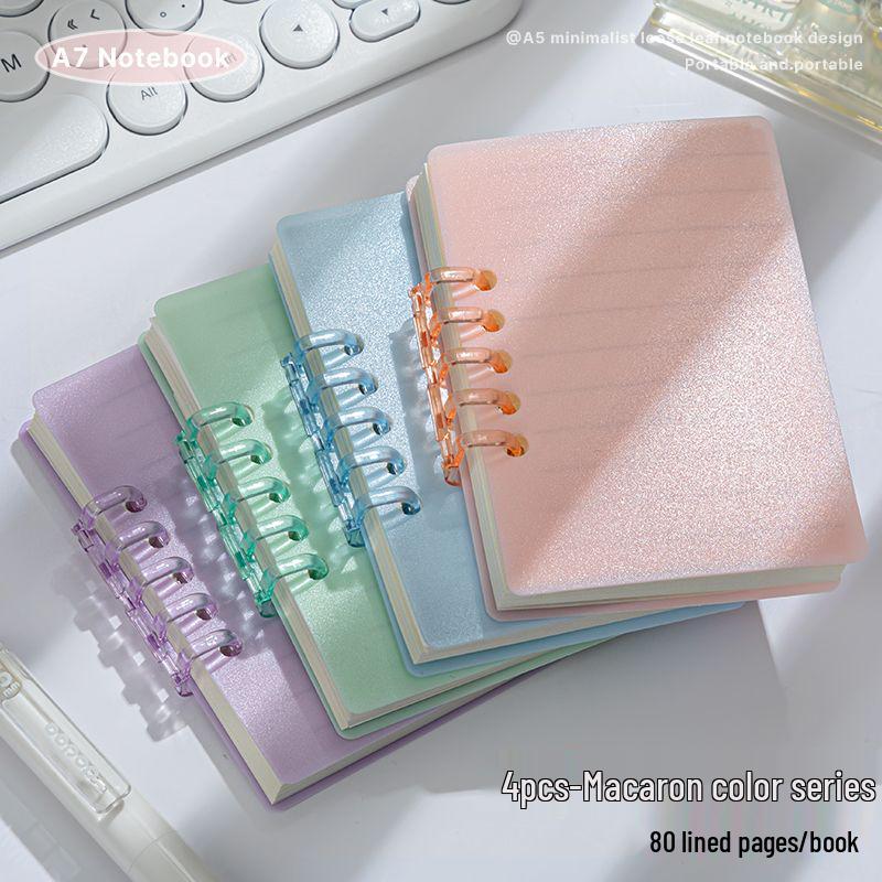 A7 Transparent Minimalist Loose-Leaf Spiral Pocket Notebook, Lined for Single Words